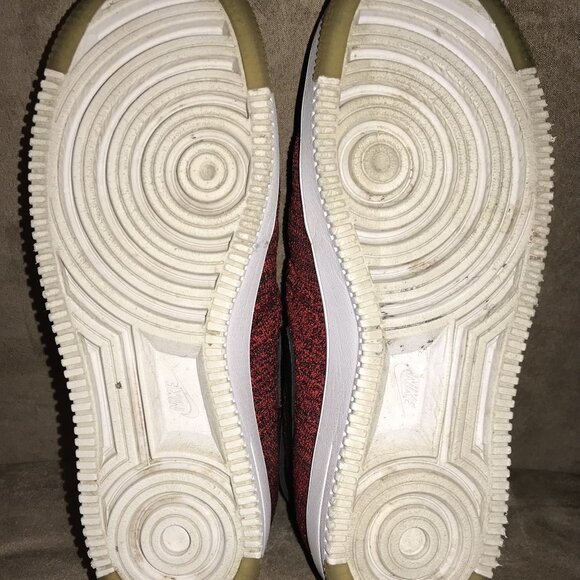 Nike Flyknit Air Force 1 Mid University Red Running Shoes Sneakers - Picture 4 of 10